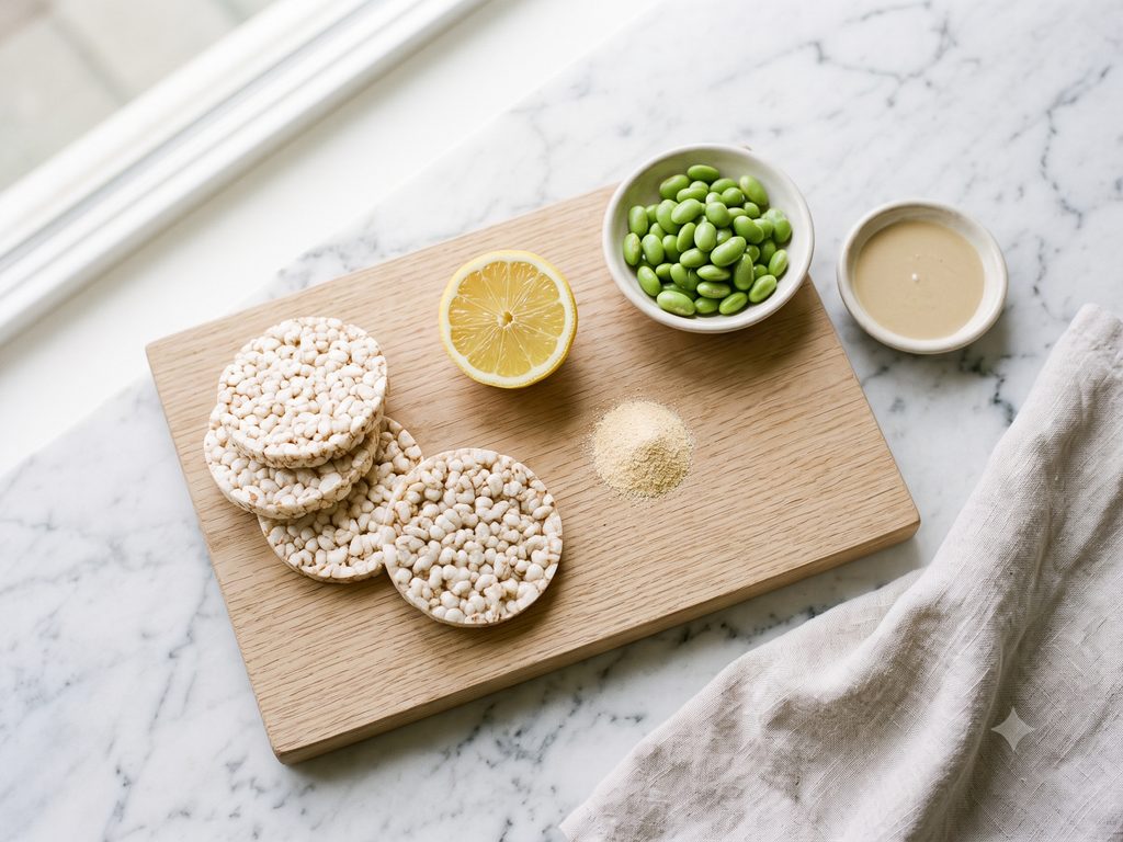 Ingredients for Edamame Hummus Cakes
