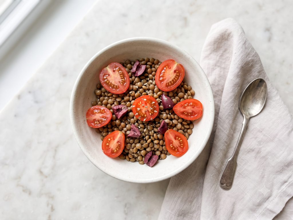 Greek Lentil Cup being made