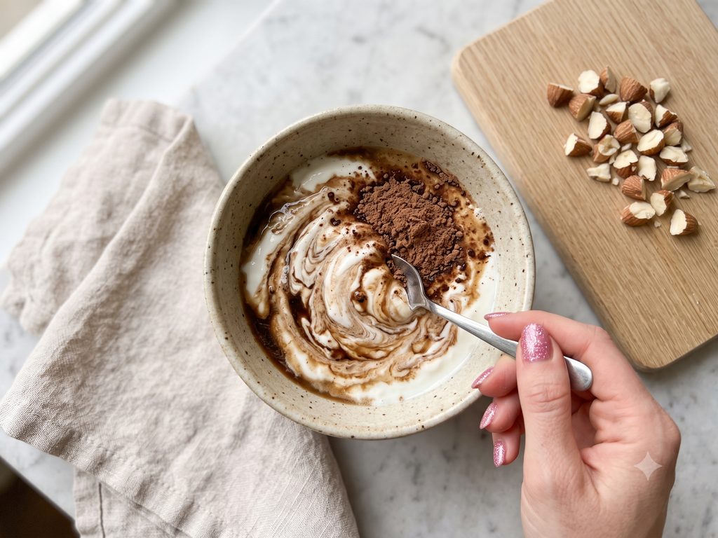Mocha Almond Yogurt being made